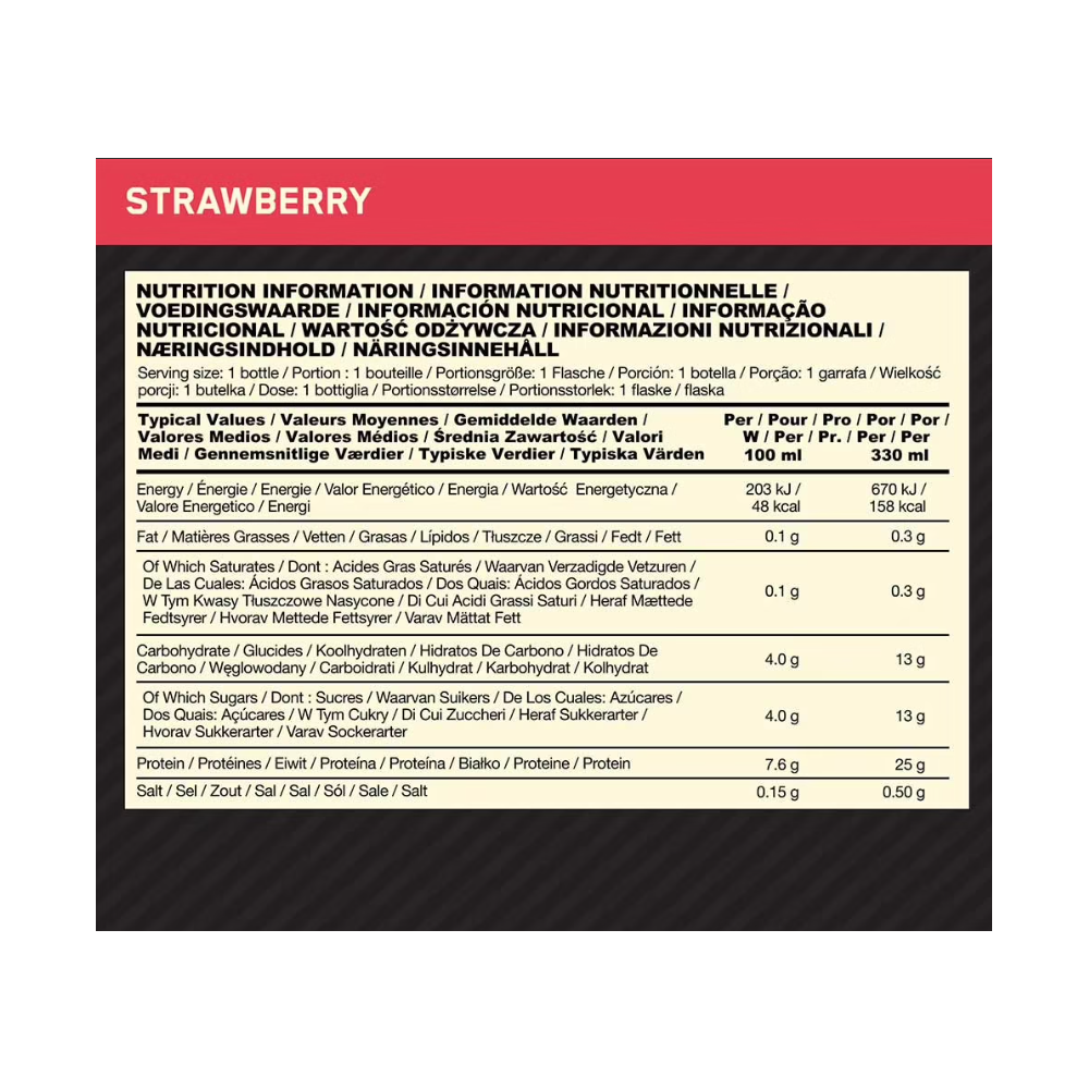 Valeurs nutritionnelles High Protein Shake Optimum Nutrition Fraise