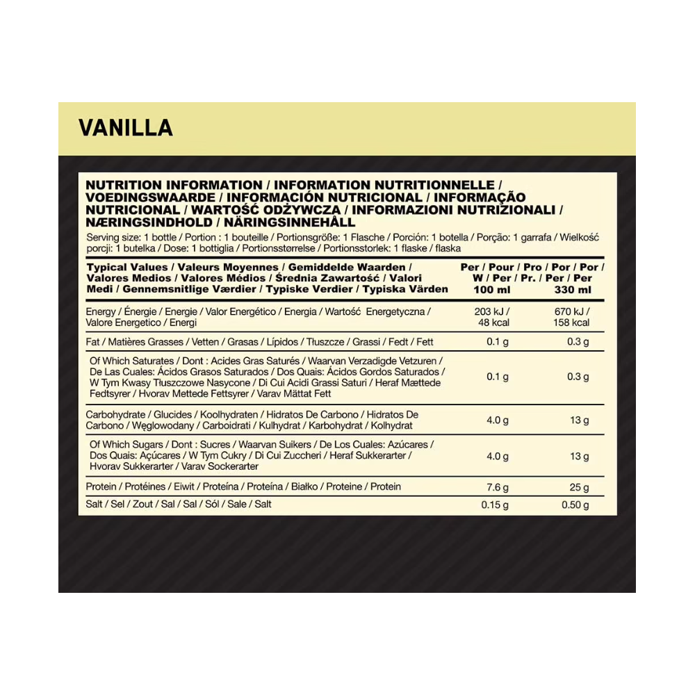 Valeurs nutritionnelles High Protein Shake Optimum Nutrition Vanille