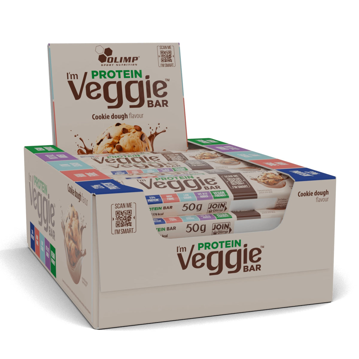 Barre Protéinée Vegan Olimp I'm Veggie Protein Bar Cookie Dough - boîte de 25 x 50 g